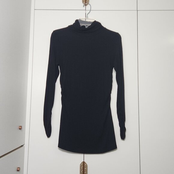 Boston Proper So Chic Ruched Turtleneck Top Size XS Black - Picture 1 of 4